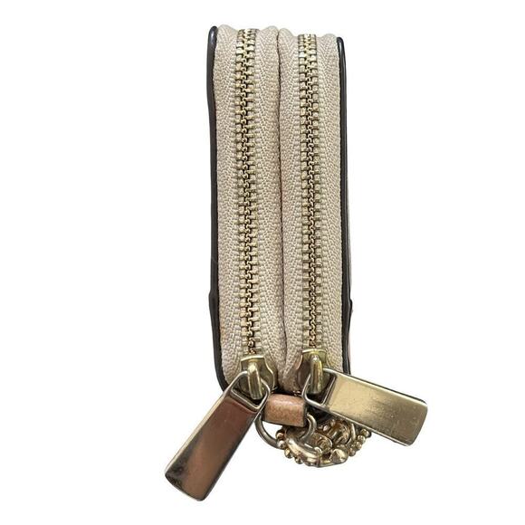 Coach Metallic Gold Leather Double Zip Medium Wallet Wristlet - Picture 7 of 13
